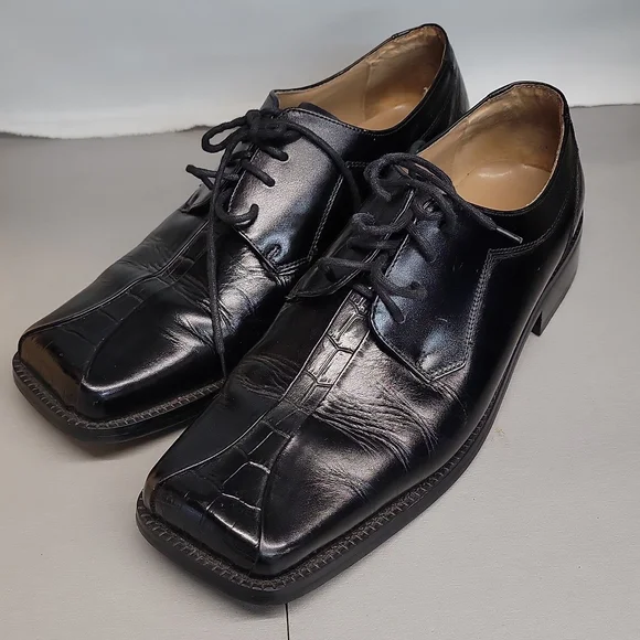 Zengara men’s leather square toes dress shoes Black size 9 M